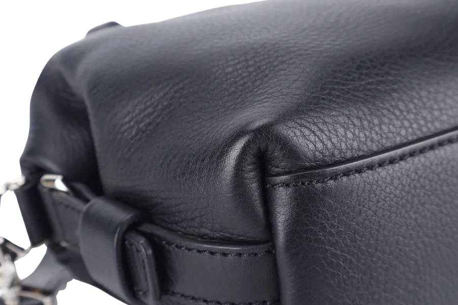 GIVENCHY NIGHTINGALE SATCHEL BLACK LEATHER SILVER HARDWARE WITH STRAPS AND DUST COVER