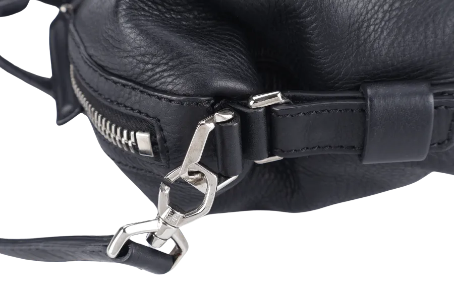 GIVENCHY NIGHTINGALE SATCHEL BLACK LEATHER SILVER HARDWARE WITH STRAPS AND DUST COVER