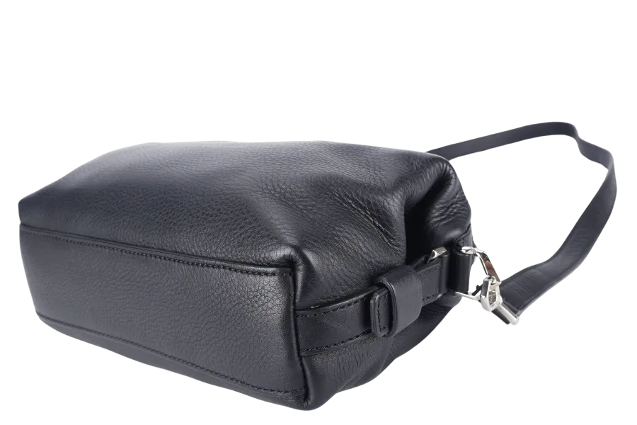 GIVENCHY NIGHTINGALE SATCHEL BLACK LEATHER SILVER HARDWARE WITH STRAPS AND DUST COVER