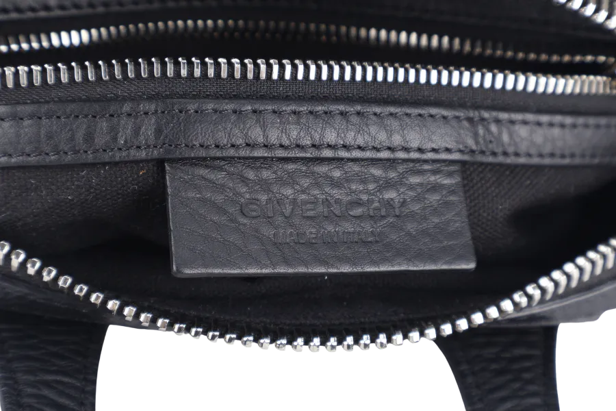 GIVENCHY NIGHTINGALE SATCHEL BLACK LEATHER SILVER HARDWARE WITH STRAPS AND DUST COVER