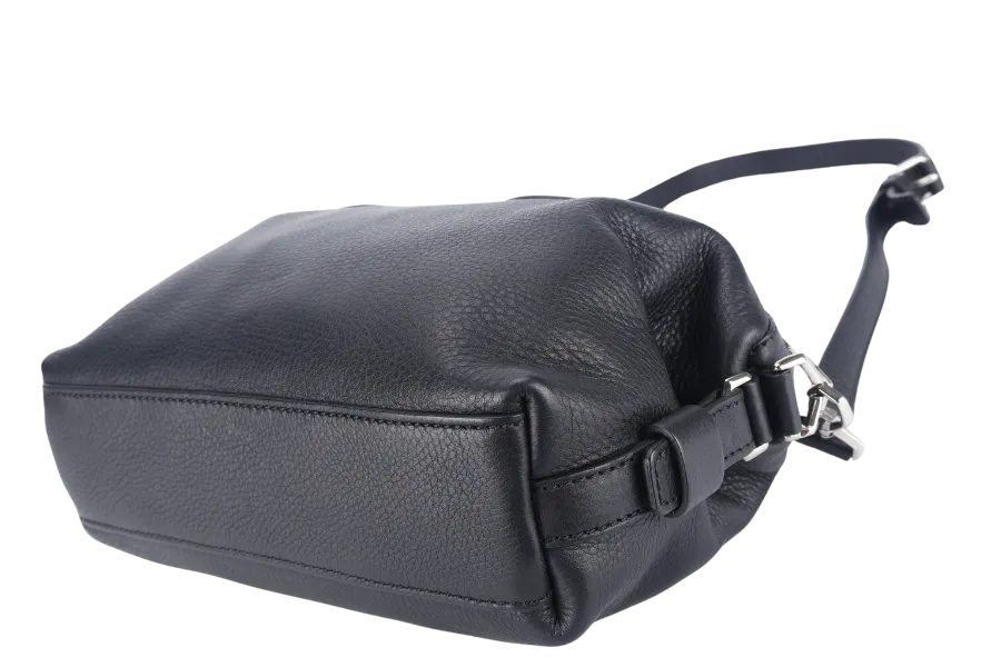 GIVENCHY NIGHTINGALE SATCHEL BLACK LEATHER SILVER HARDWARE WITH STRAPS AND DUST COVER