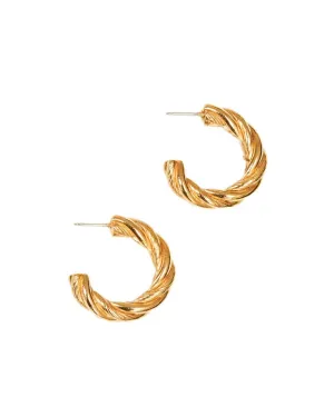 Gold Twisted Hoops Earrings