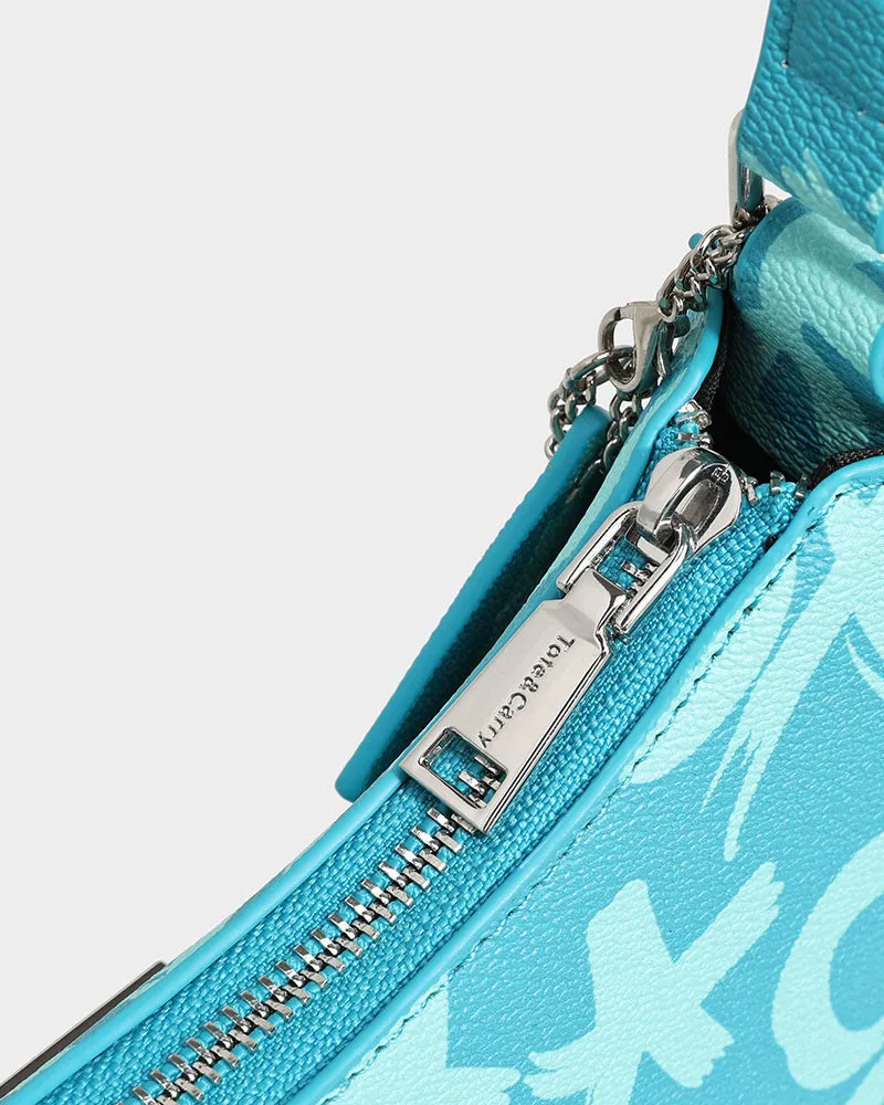 Graffiti Shoulder Bag in Blue