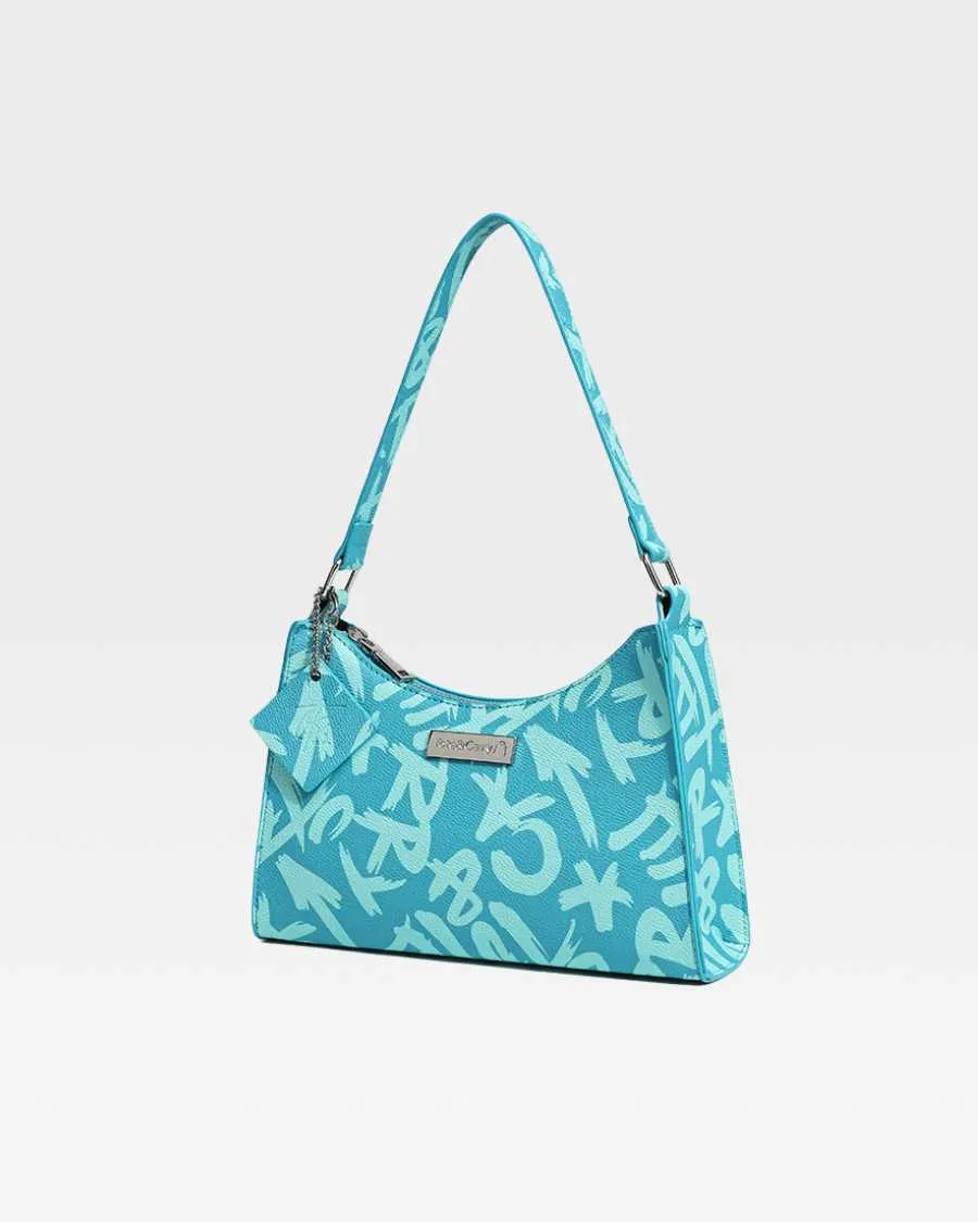 Graffiti Shoulder Bag in Blue