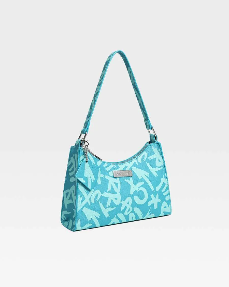 Graffiti Shoulder Bag in Blue