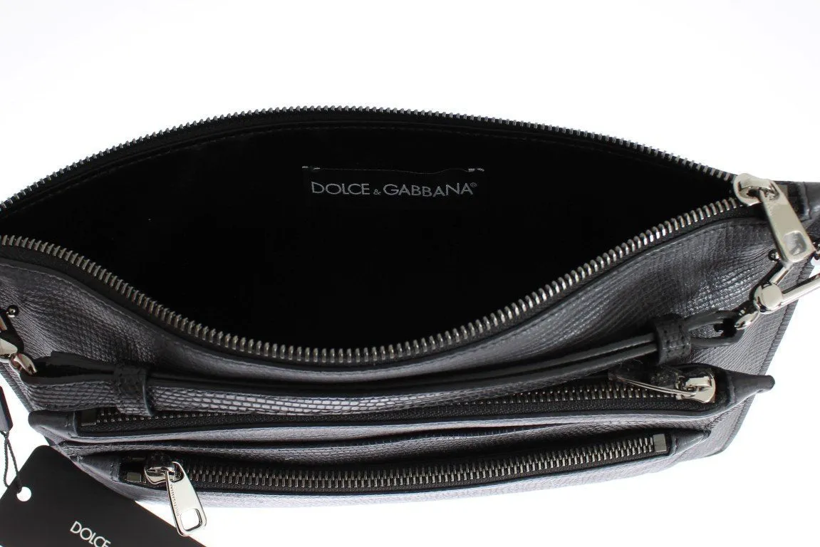 Gray Lizard Leather Shoulder Cross Body Handbag
