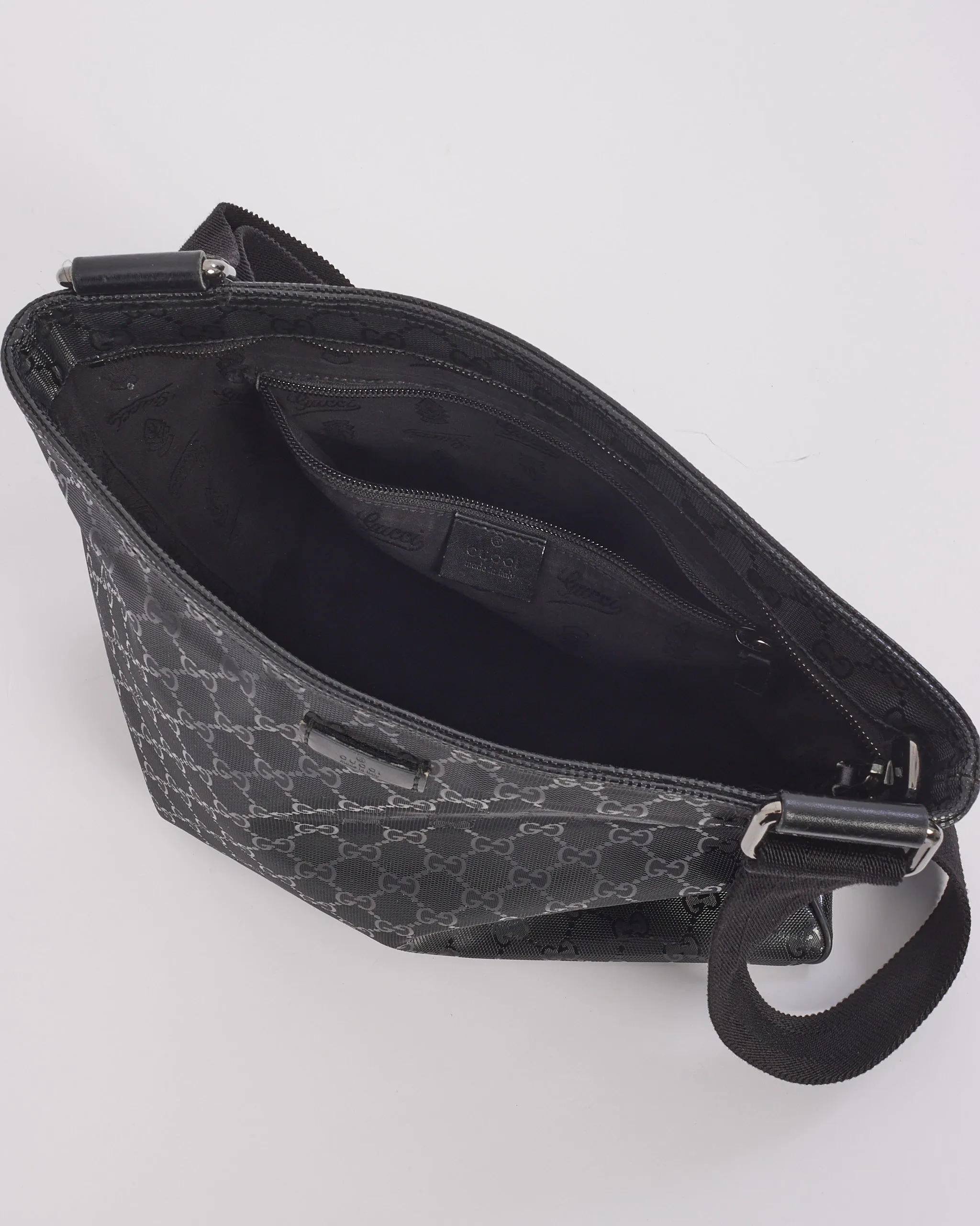 Gucci Black Crystal GG Monogram Canvas Messenger Bag