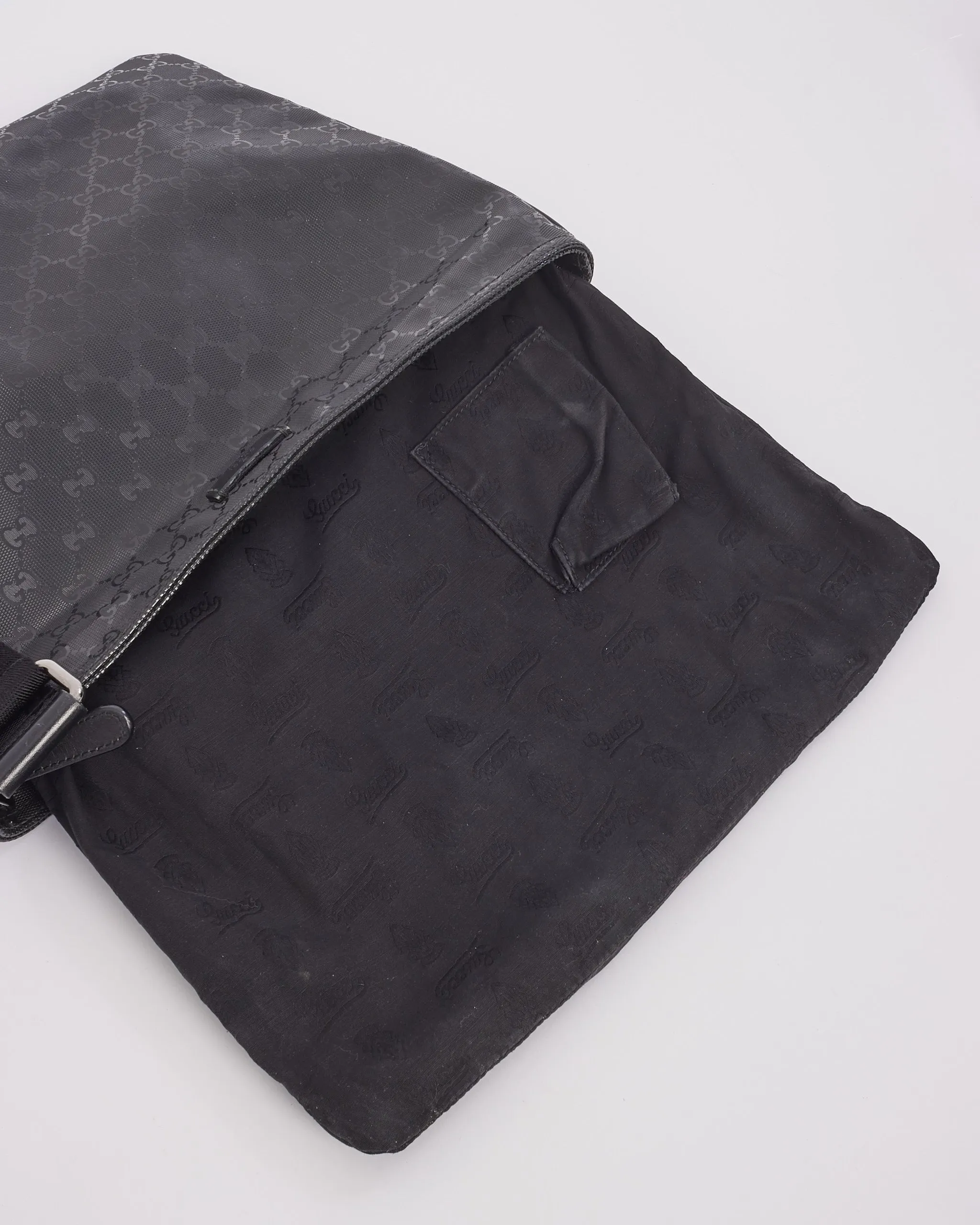 Gucci Black Crystal GG Monogram Canvas Messenger Bag