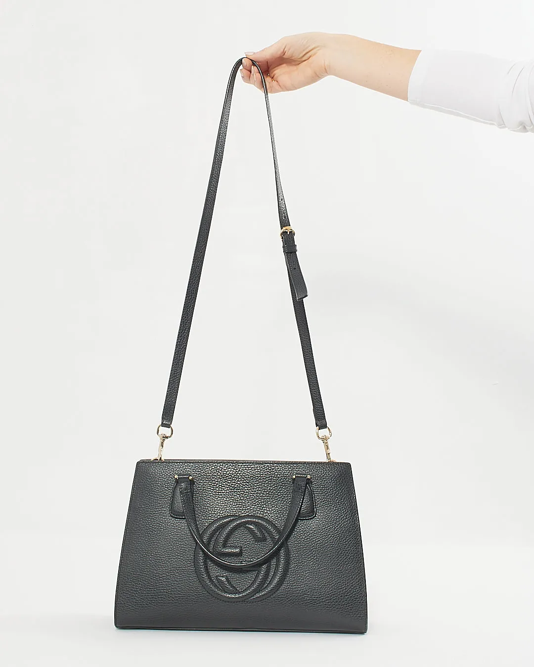 Gucci Black Leather Soho Medium Satchel Top Handle