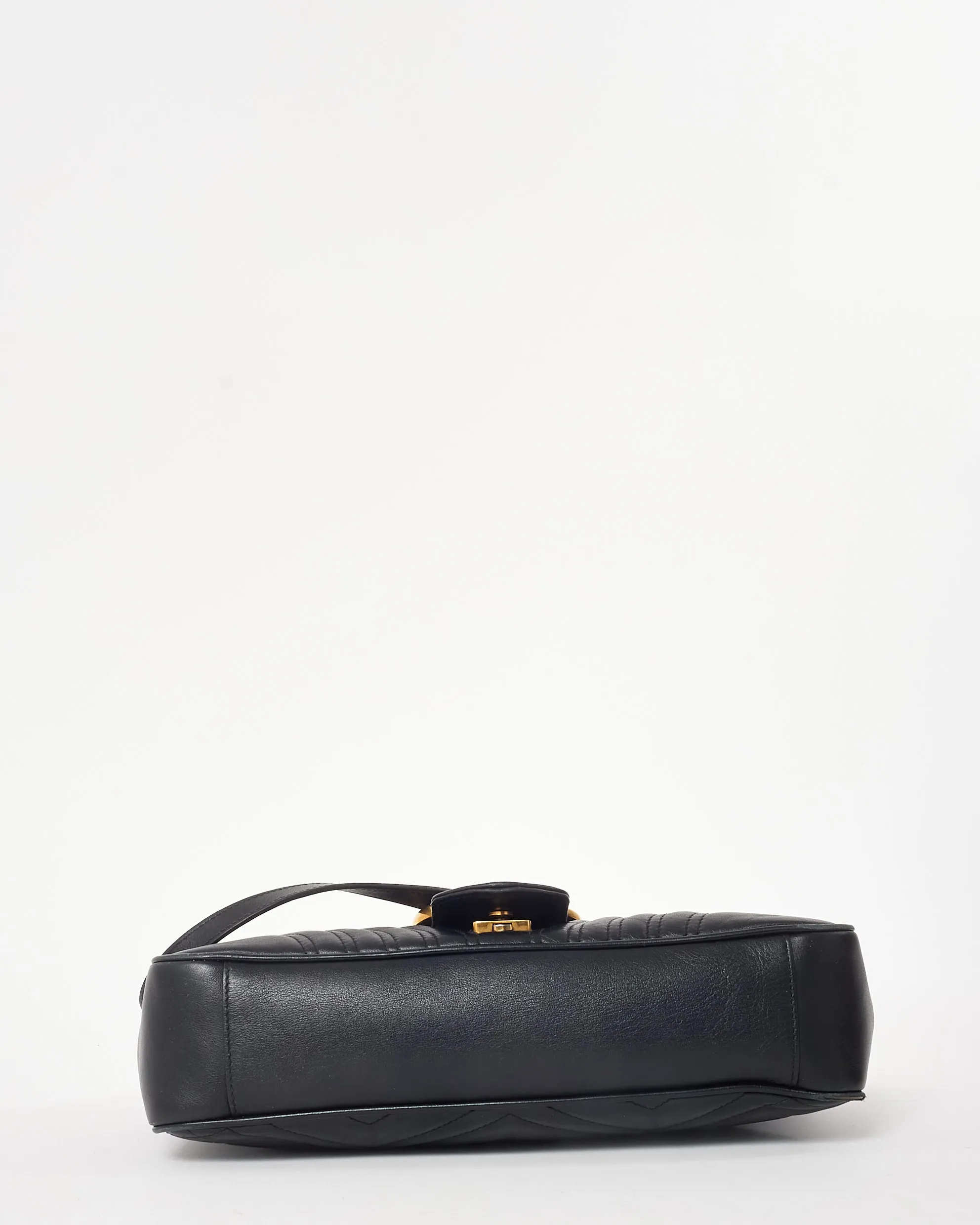 Gucci Black Matelassé Leather Medium Marmont Flap Shoulder Bag