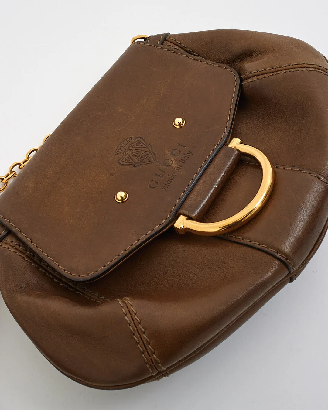 Gucci Brown Leather Racoon Fur Small Smilla Chain Shoulder Bag