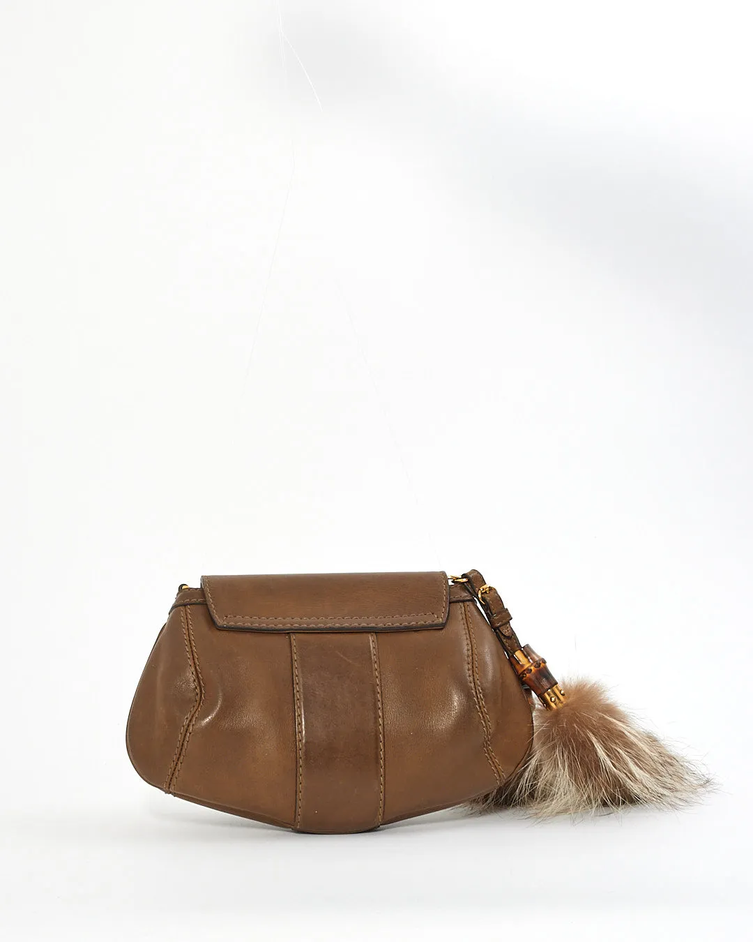 Gucci Brown Leather Racoon Fur Small Smilla Chain Shoulder Bag