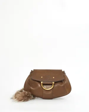 Gucci Brown Leather Racoon Fur Small Smilla Chain Shoulder Bag