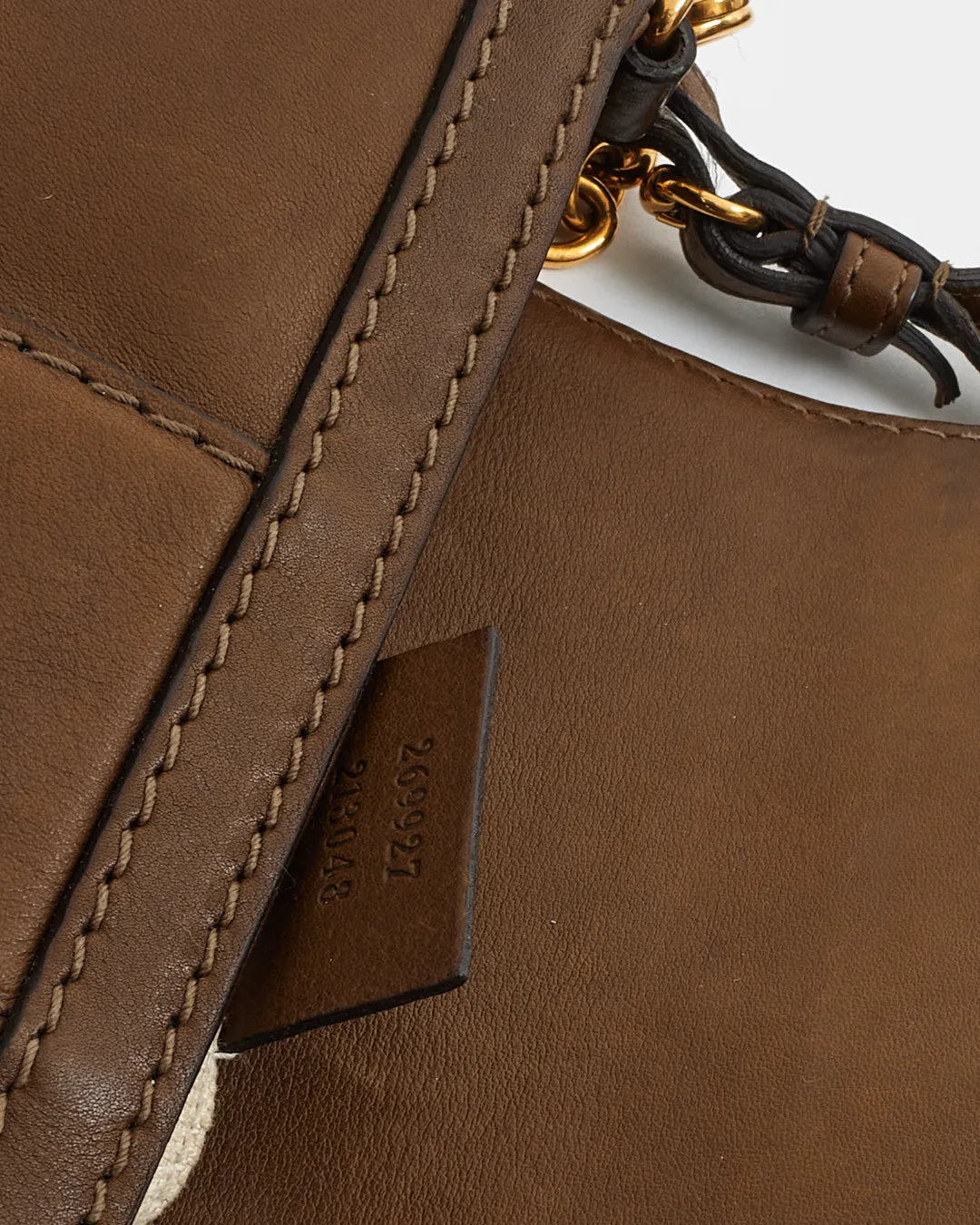 Gucci Brown Leather Racoon Fur Small Smilla Chain Shoulder Bag