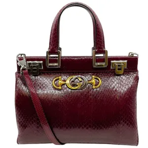 Gucci Cerise Snakeskin Zumi Satchel