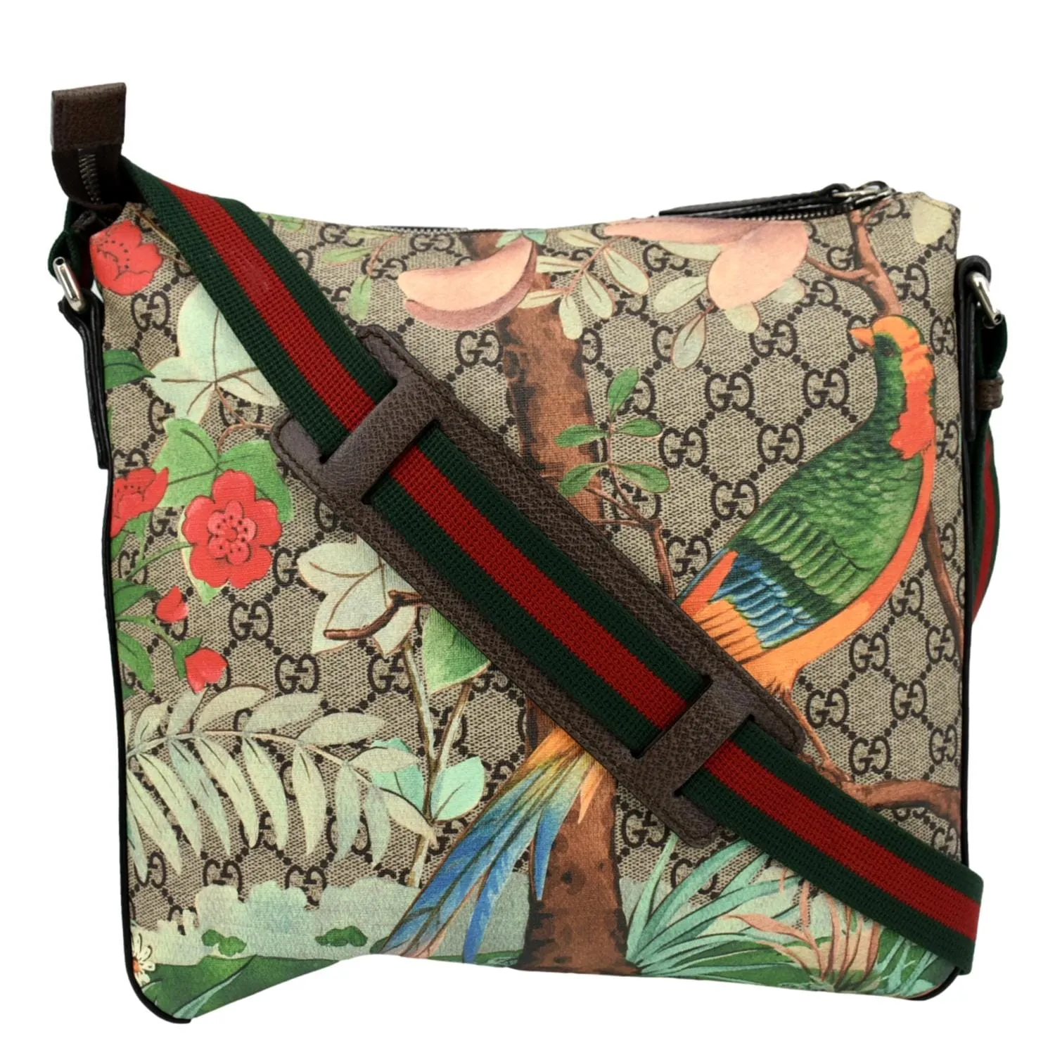 GUCCI Courrier Zip GG Supreme Canvas Messenger Bag Beige 406408