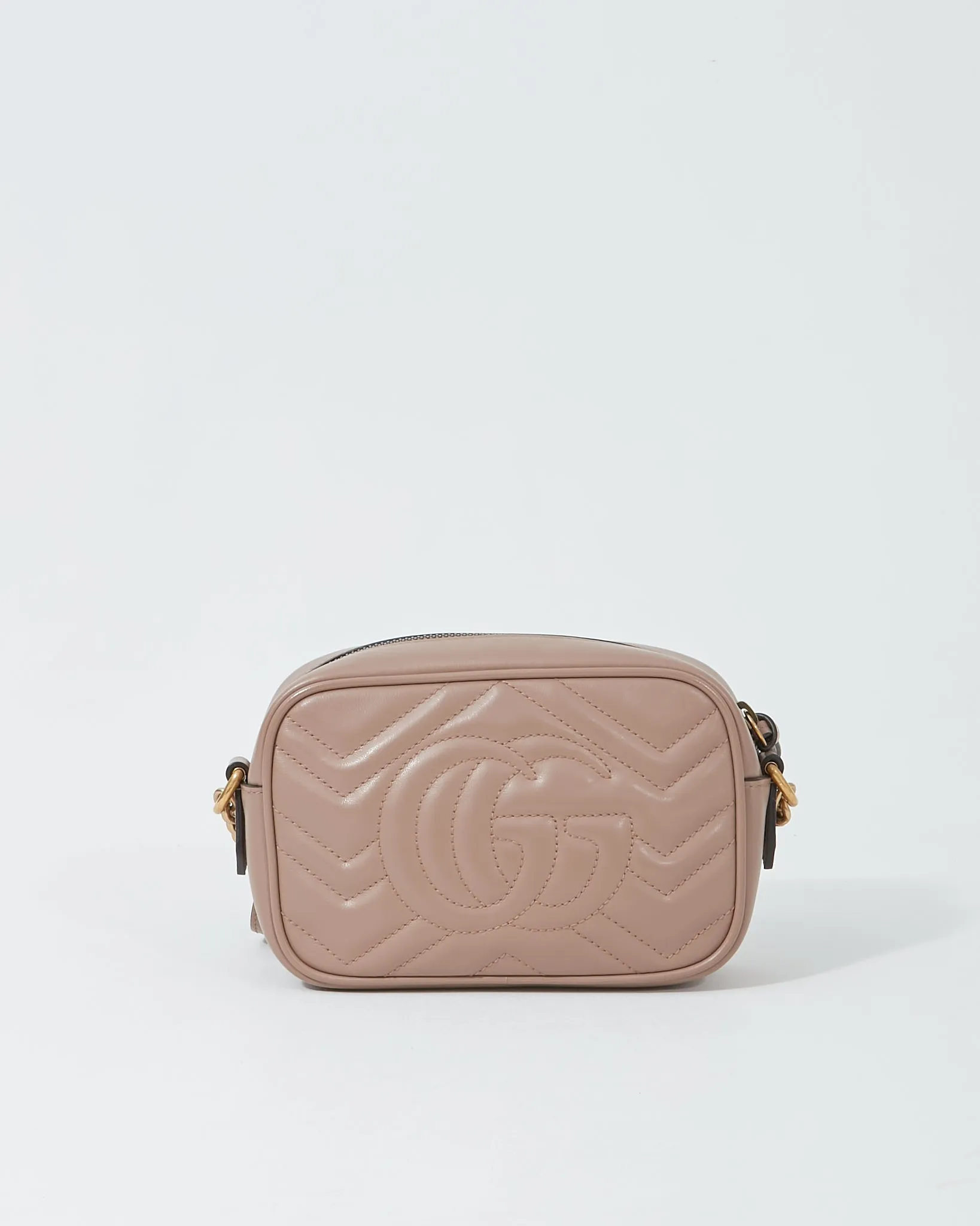 Gucci Dusty Pink Chevron Mini Marmont GG Camera Bag
