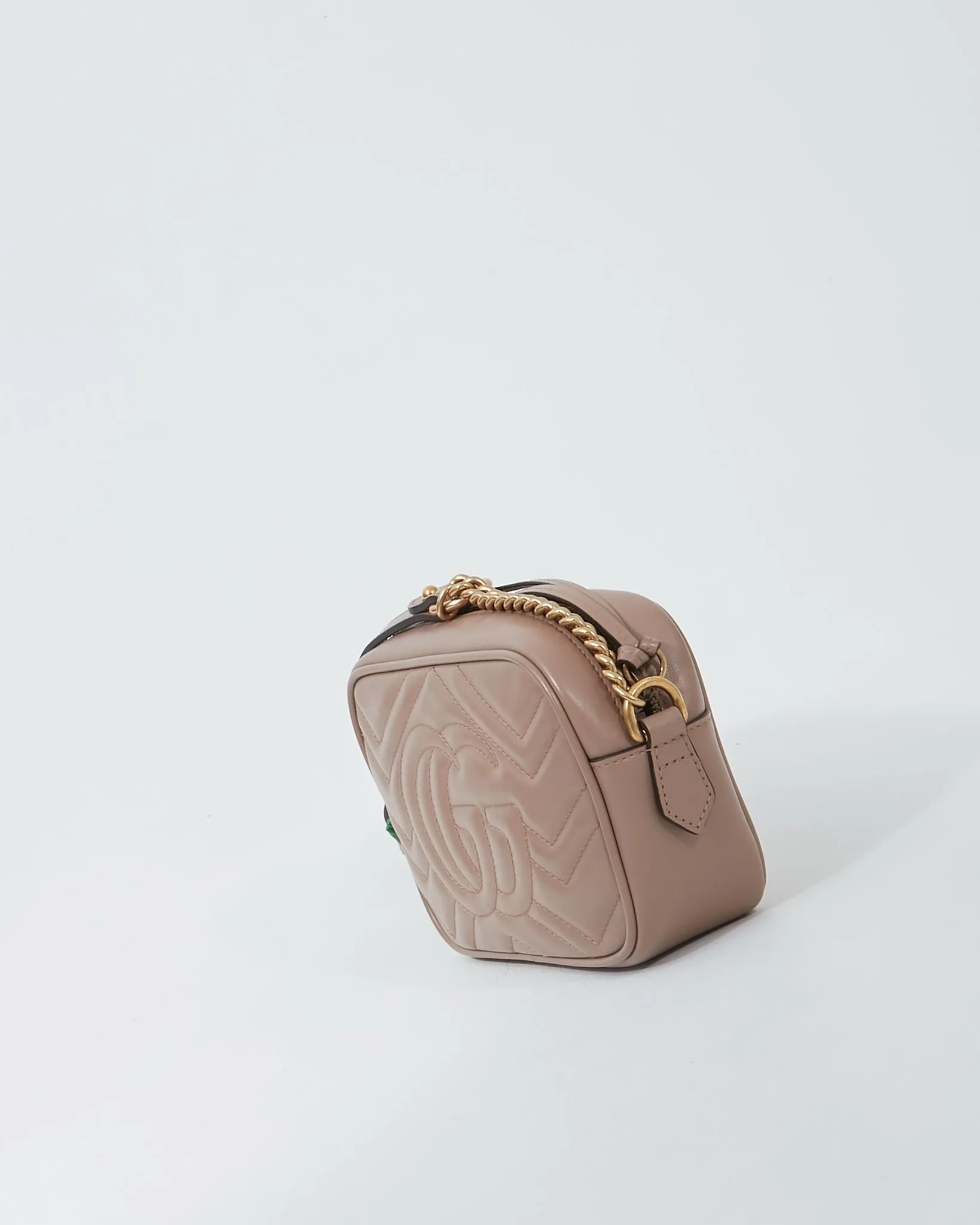 Gucci Dusty Pink Chevron Mini Marmont GG Camera Bag