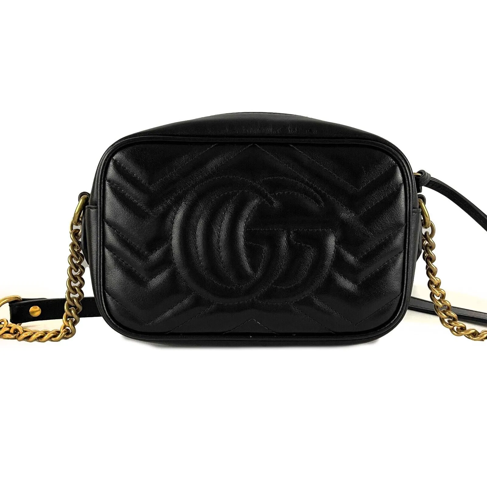 Gucci - GG Black Marmont Matelassé Mini Camera Bag