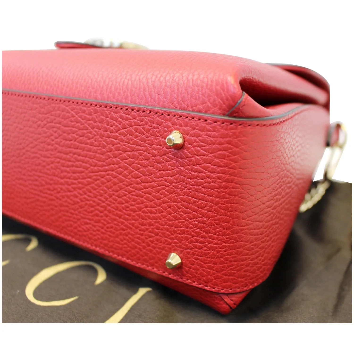 GUCCI Interlocking GG Calfskin Leather Medium Shoulder Bag Red