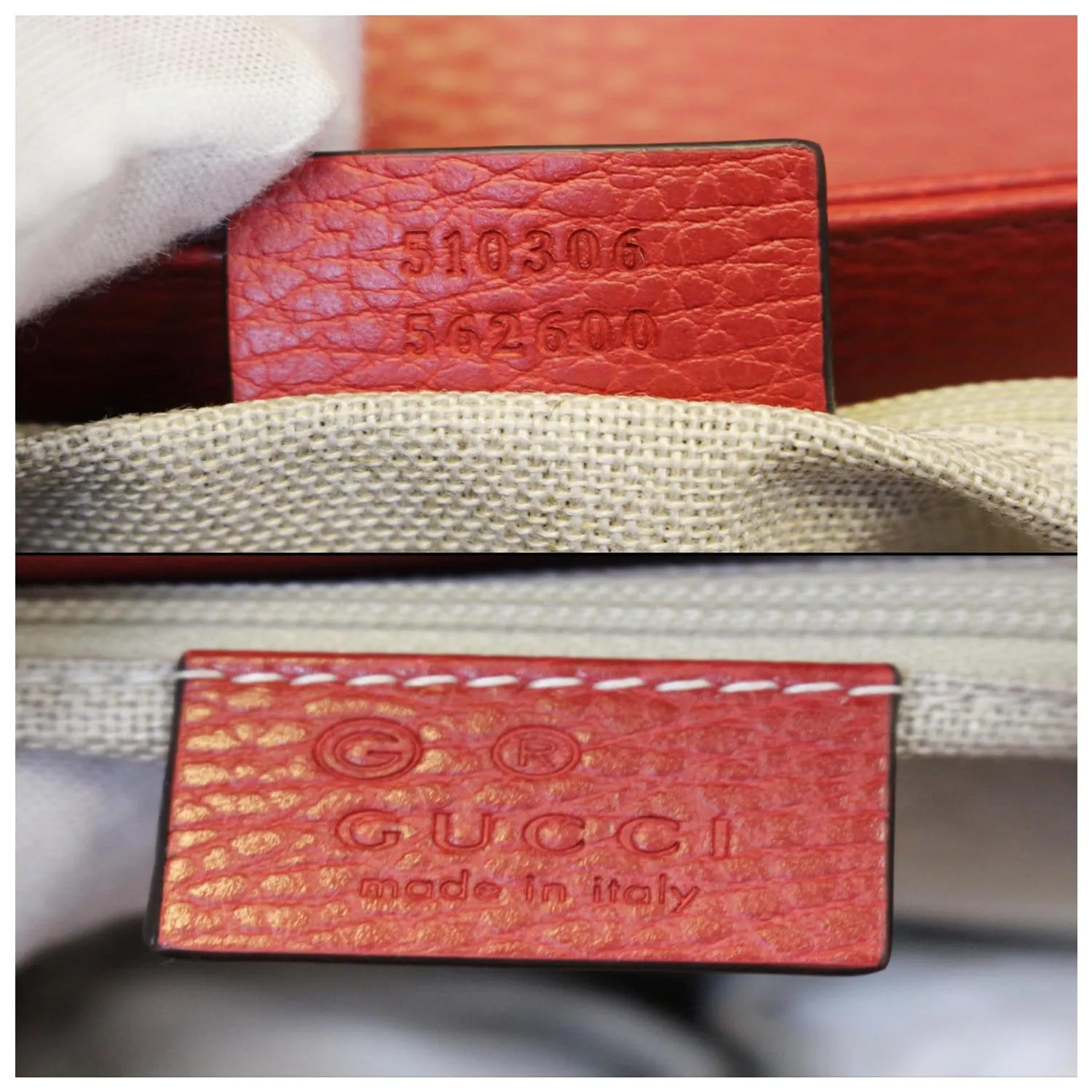 GUCCI Interlocking GG Calfskin Leather Medium Shoulder Bag Red