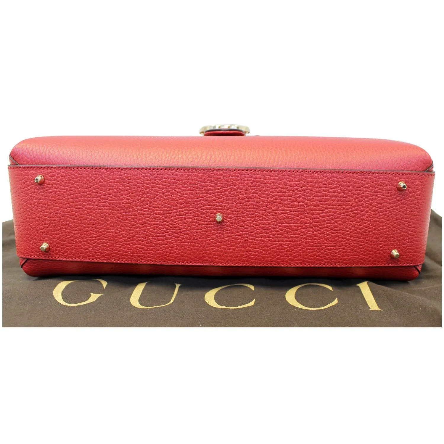 GUCCI Interlocking GG Calfskin Leather Medium Shoulder Bag Red