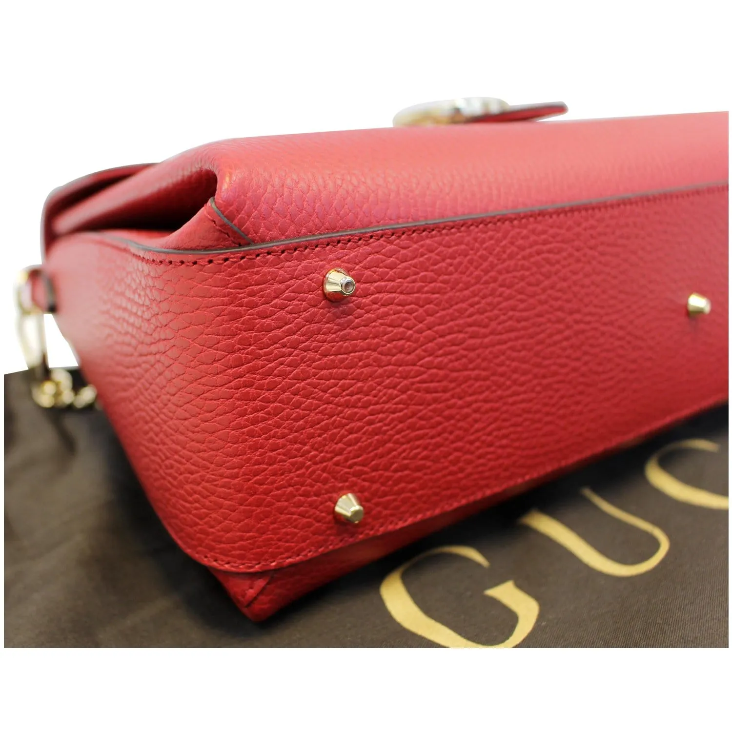 GUCCI Interlocking GG Calfskin Leather Medium Shoulder Bag Red