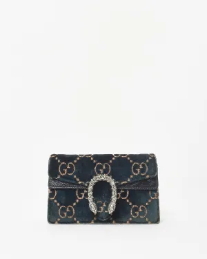 Gucci Navy Velvet Monogram Super Mini Dionysus Bag