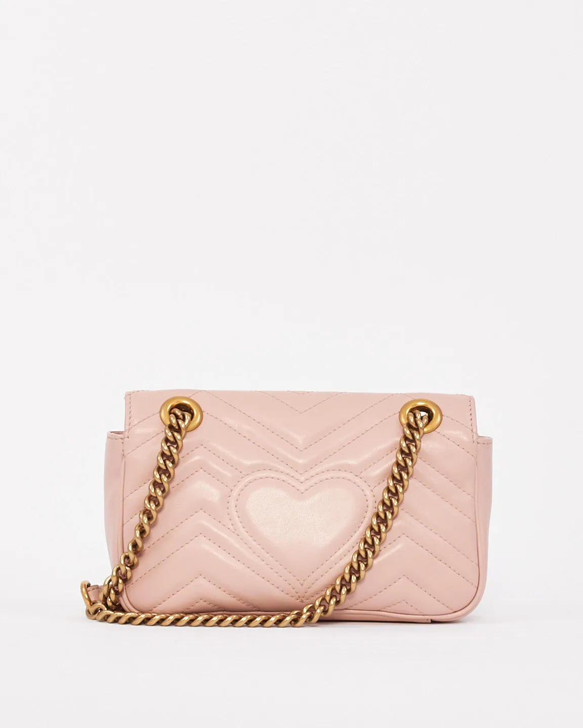 Gucci Pink Matelassé Leather GG Marmont Small Shoulder Bag