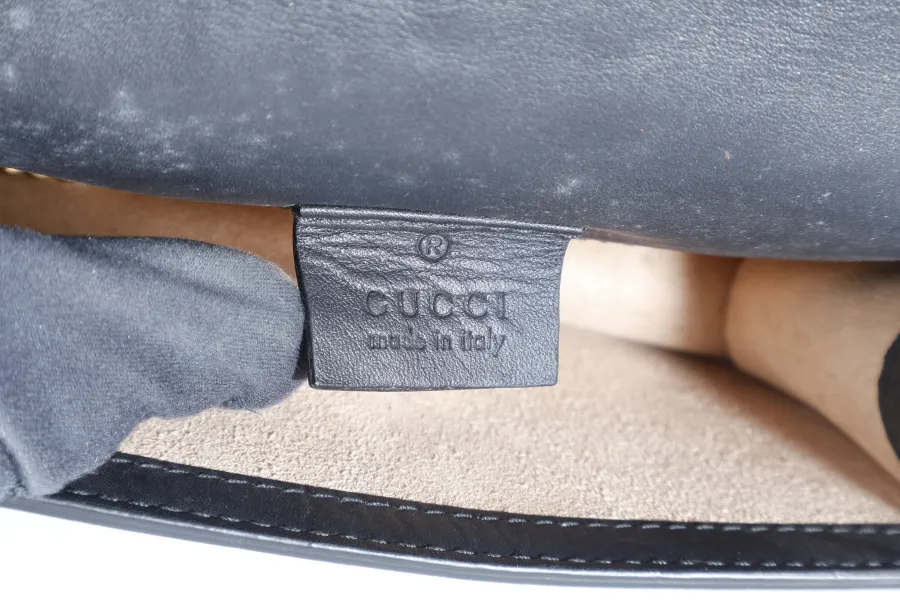 GUCCI SYLVIE WALLET ON CHAIN BLACK SUPER MINI GOLD HARDWARE NO DUST COVER
