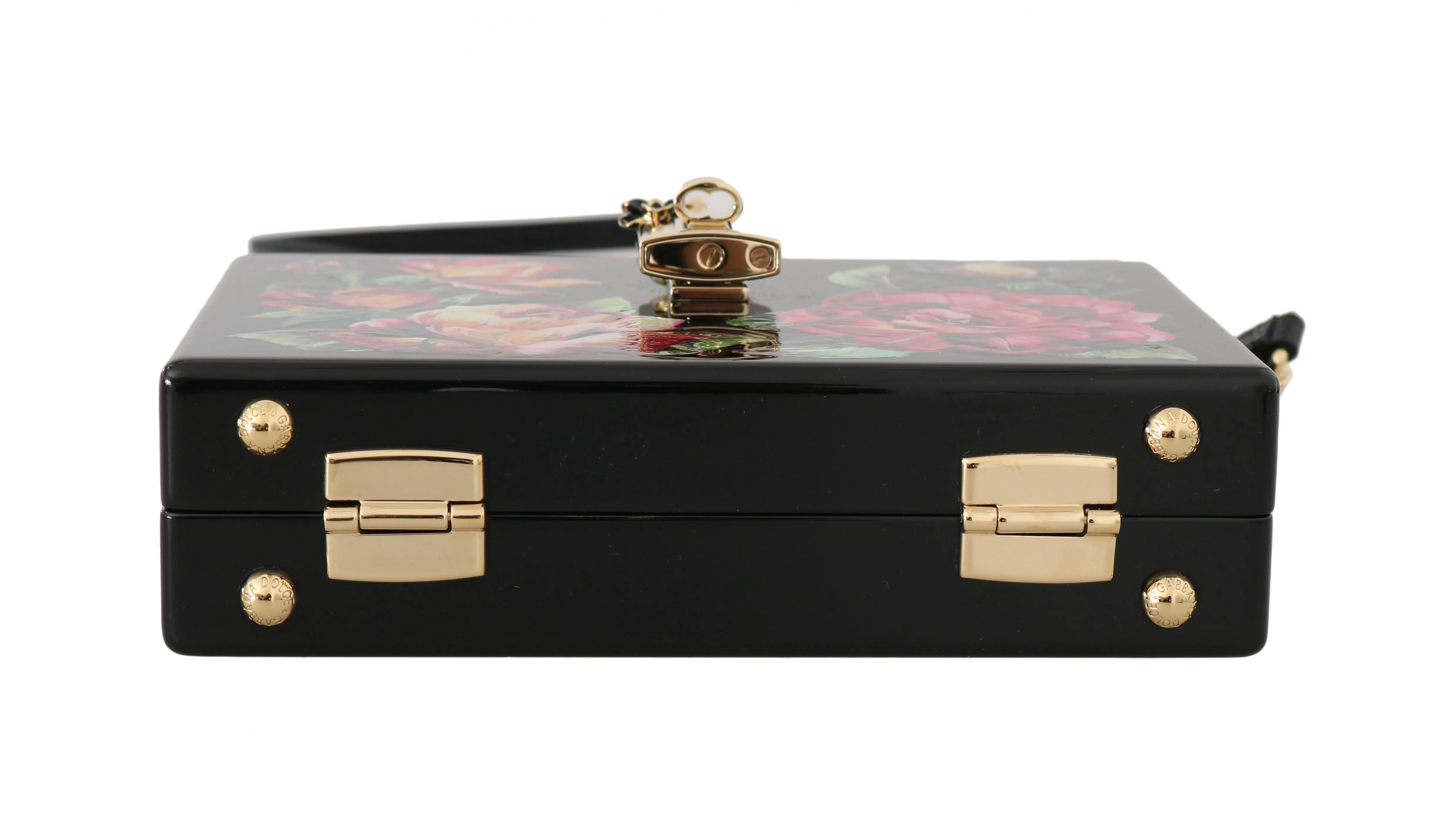 Hand Painted Wooden Roses BOX SICILY Leather Purse