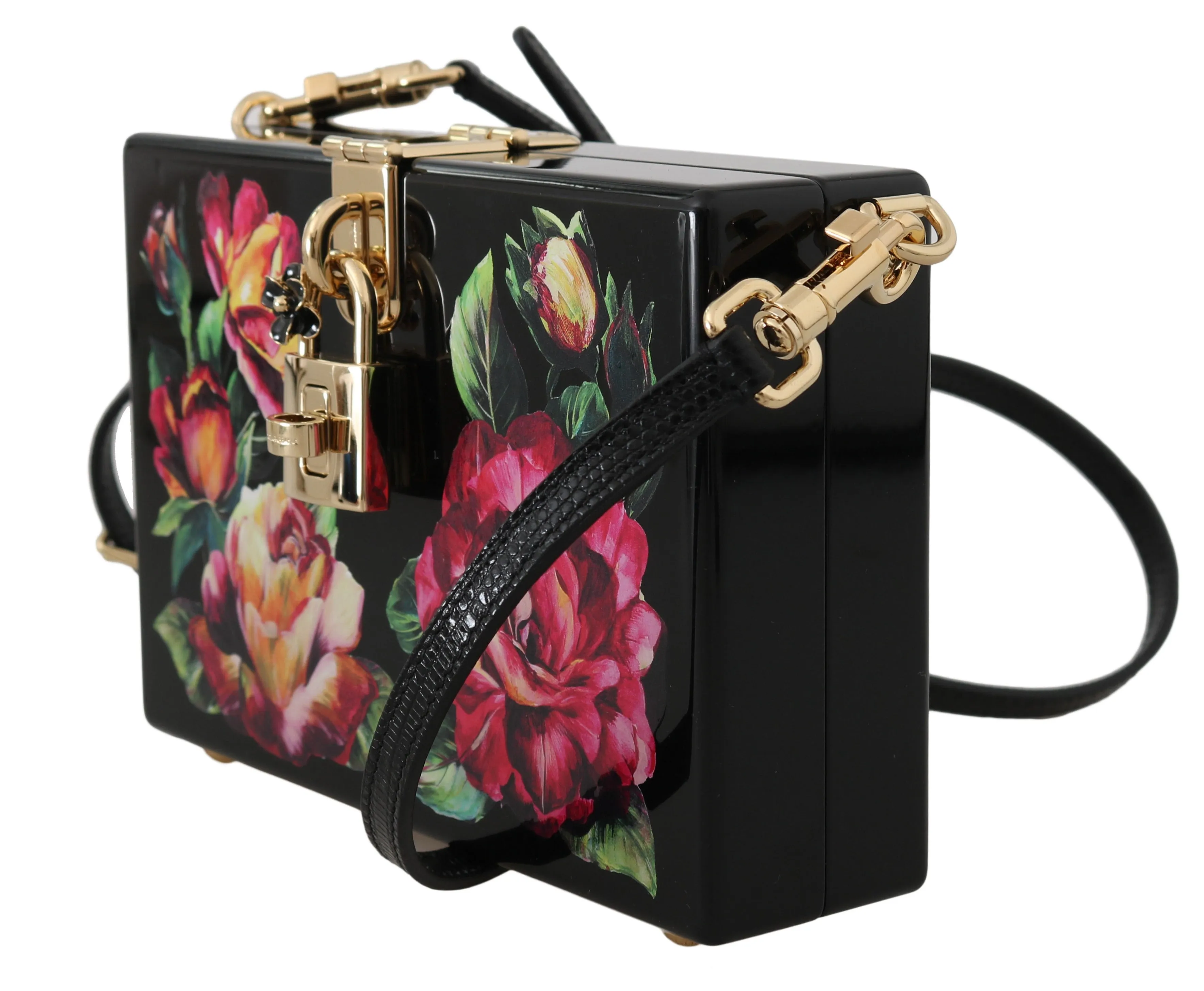 Hand Painted Wooden Roses BOX SICILY Leather Purse