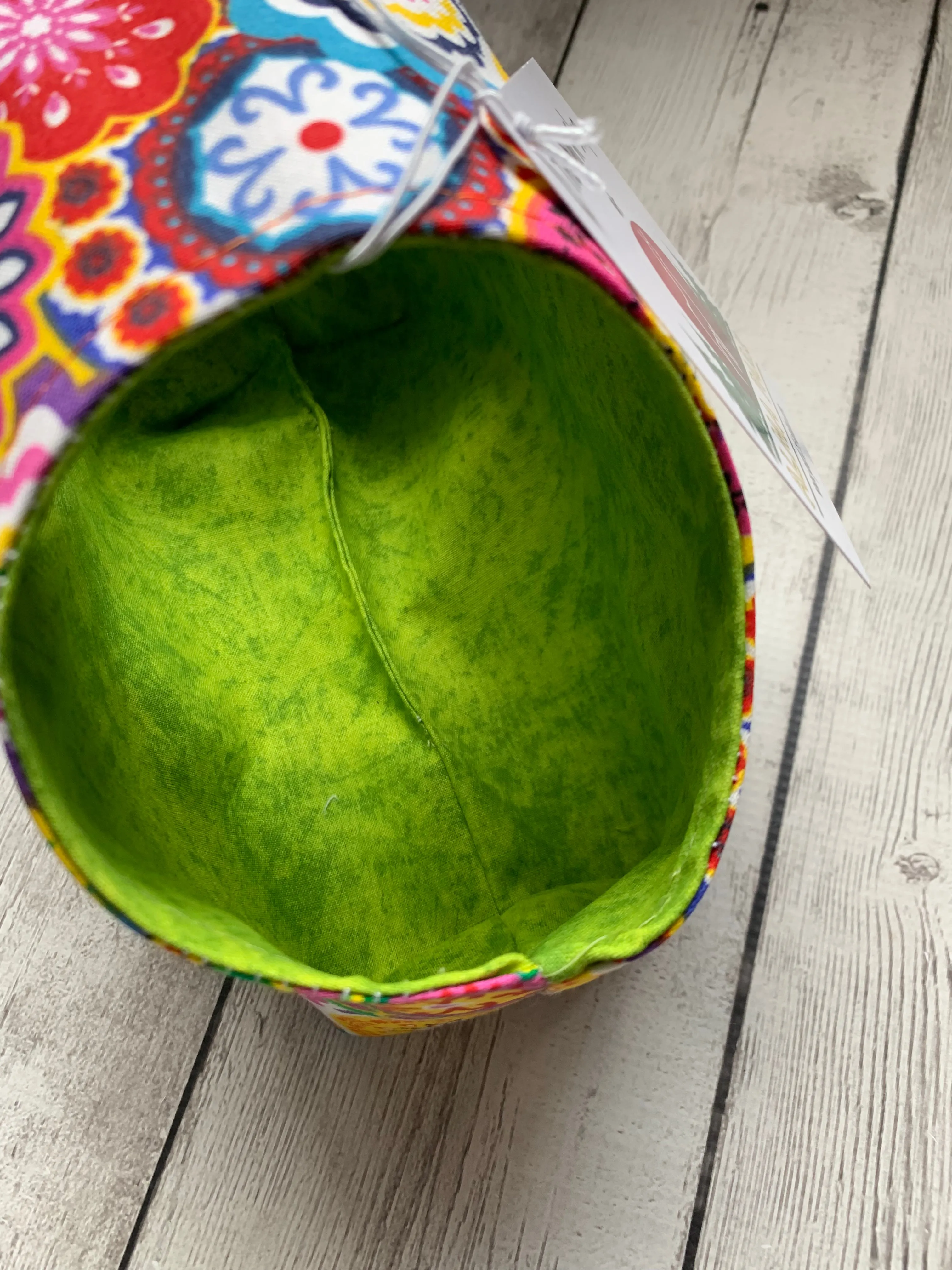 Handle Project Bag by Rose (Small)- Perfect for SOCK Knitters -  Colorful Mandalas / Chartreuse
