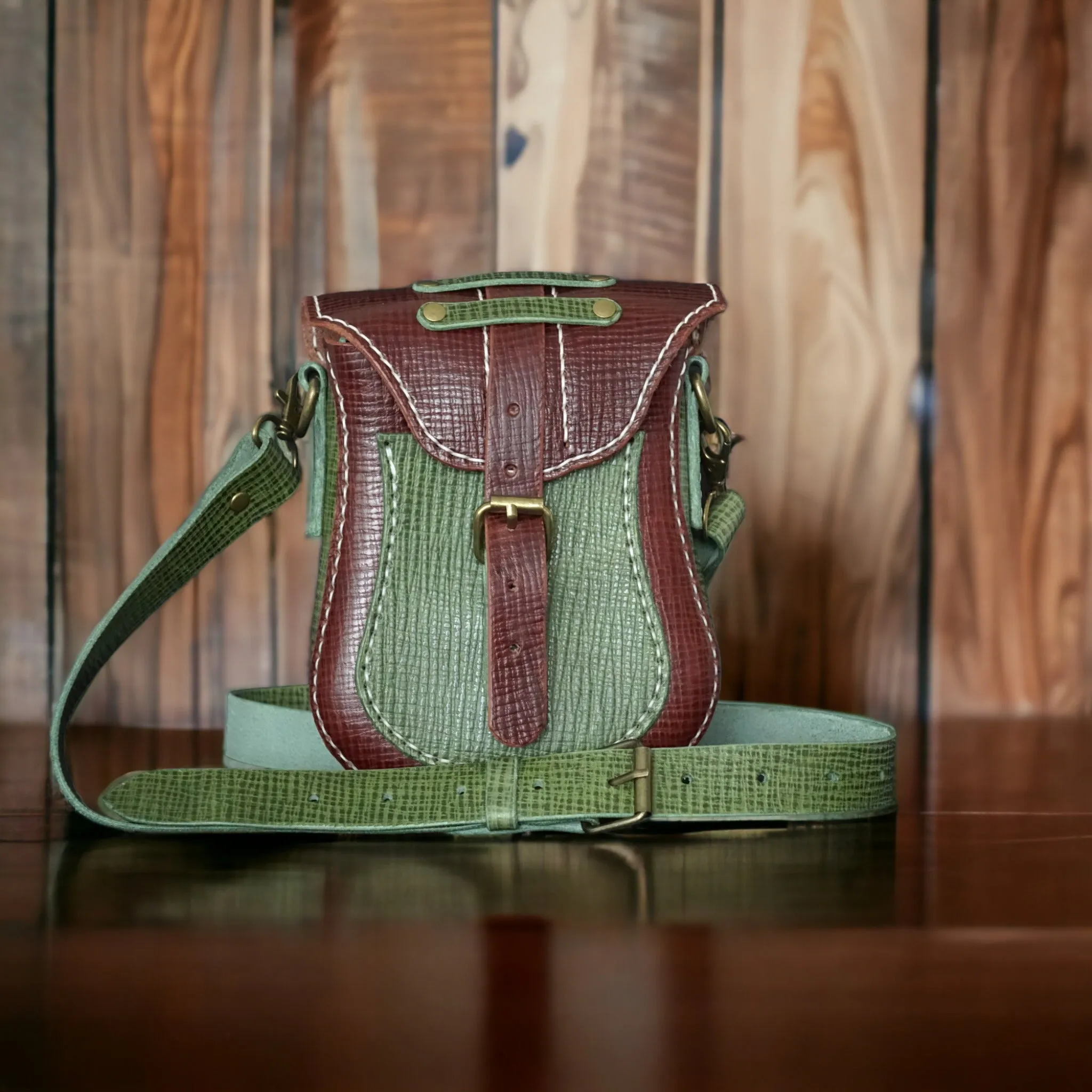 Handmade Petit Leather Crossbody Bag- Adjustable Strap