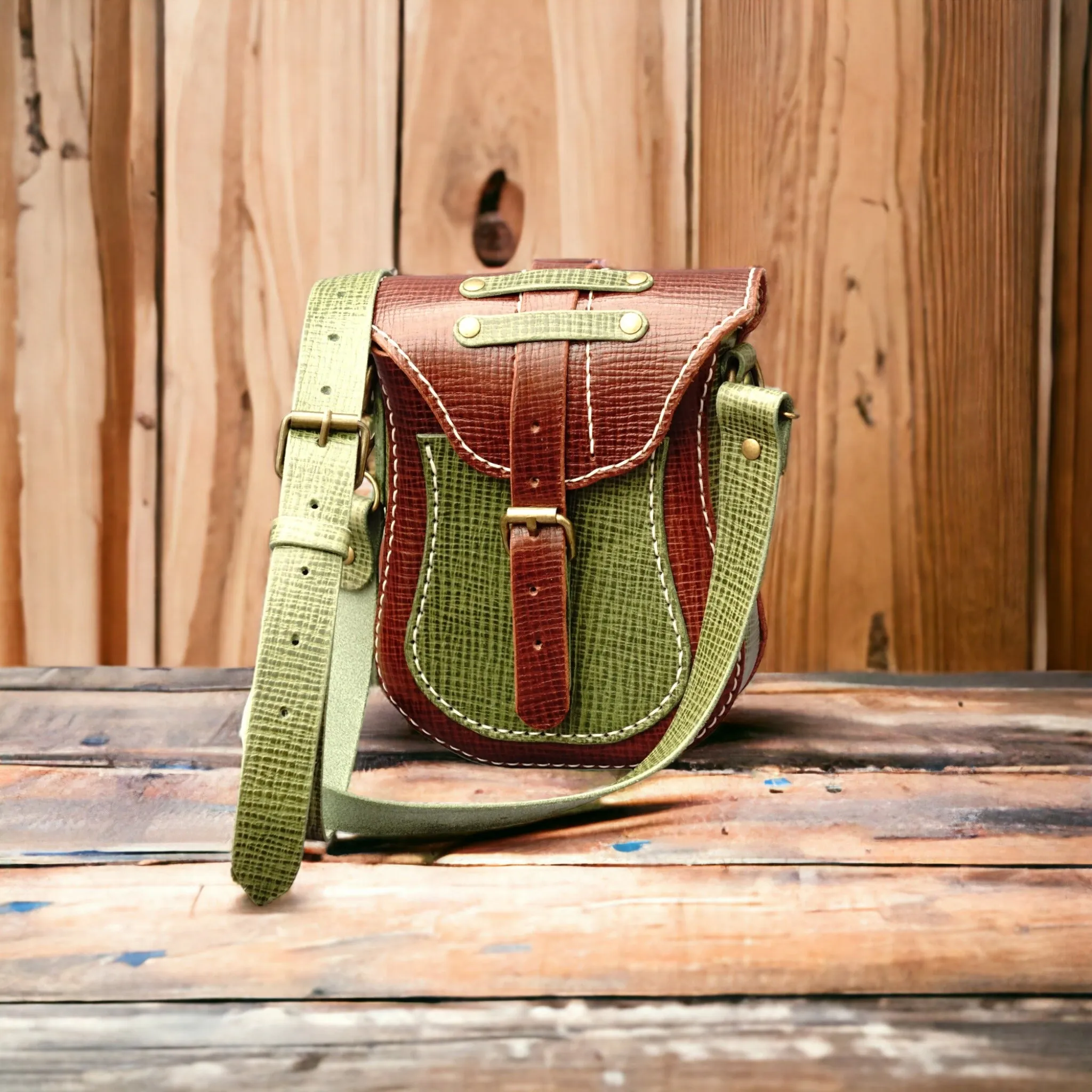 Handmade Petit Leather Crossbody Bag- Adjustable Strap