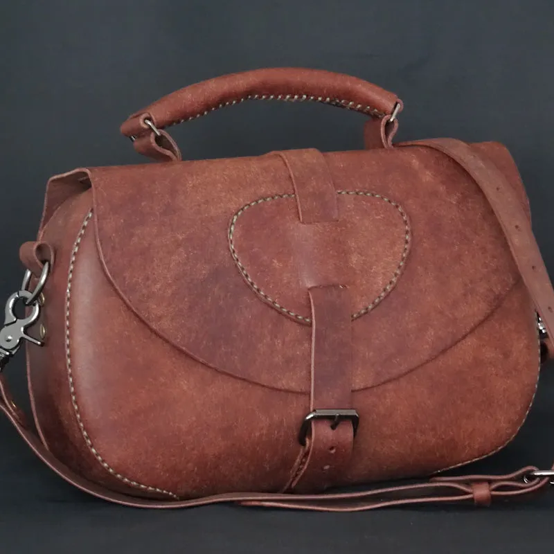 Handmade Pueblo Whiskey Leather Crossbody Bag