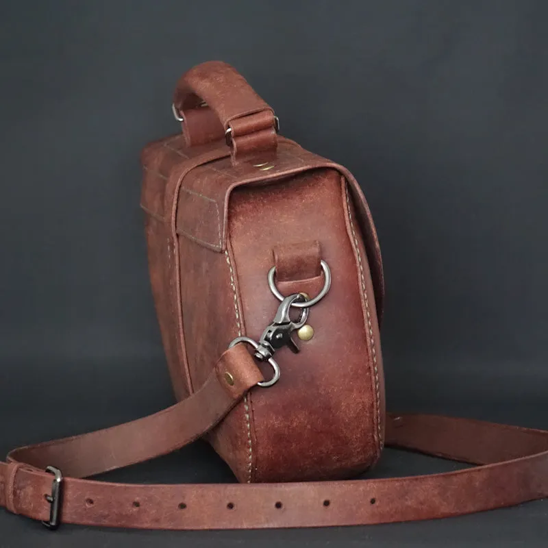 Handmade Pueblo Whiskey Leather Crossbody Bag