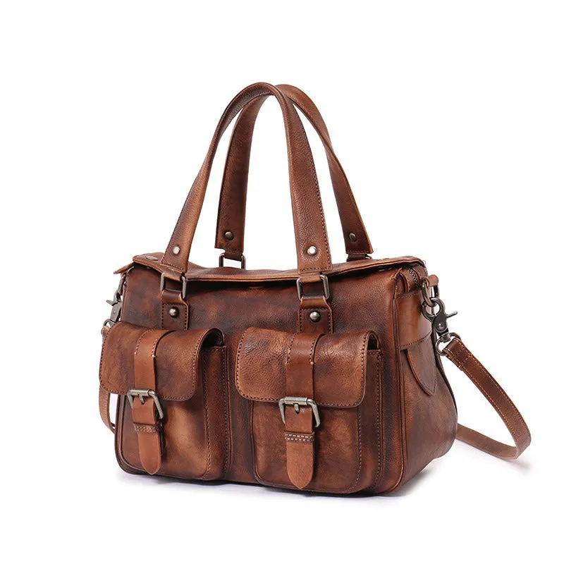 Handmade Red Leather Womens Satchel Shoulder Bag Best Handbag Vintage Crossbody Purses for Ladies