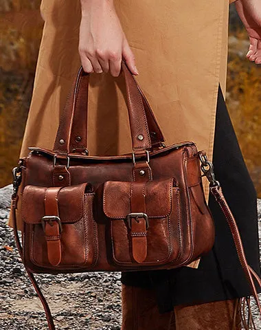 Handmade Red Leather Womens Satchel Shoulder Bag Best Handbag Vintage Crossbody Purses for Ladies