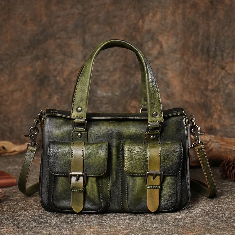 Handmade Red Leather Womens Satchel Shoulder Bag Best Handbag Vintage Crossbody Purses for Ladies