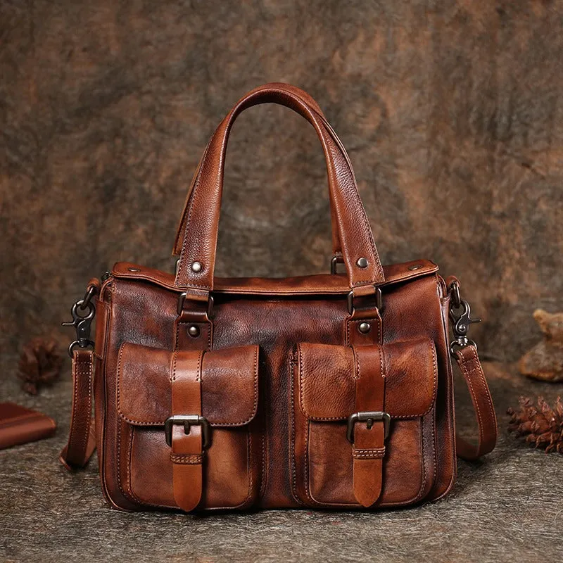 Handmade Red Leather Womens Satchel Shoulder Bag Best Handbag Vintage Crossbody Purses for Ladies