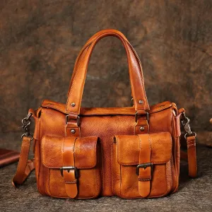 Handmade Red Leather Womens Satchel Shoulder Bag Best Handbag Vintage Crossbody Purses for Ladies