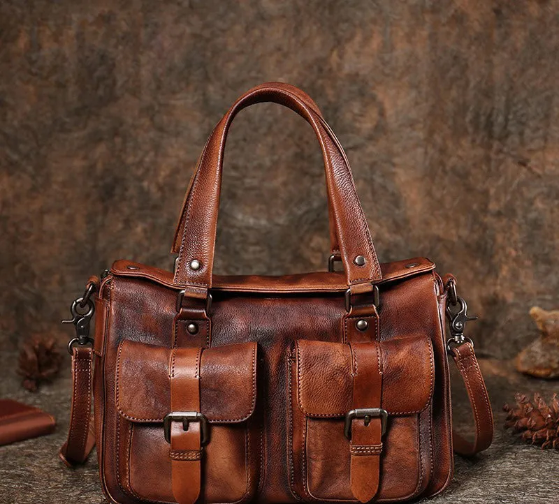Handmade Red Leather Womens Satchel Shoulder Bag Best Handbag Vintage Crossbody Purses for Ladies