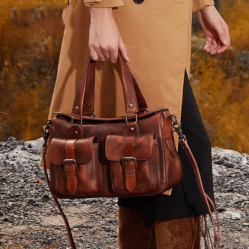 Handmade Red Leather Womens Satchel Shoulder Bag Best Handbag Vintage Crossbody Purses for Ladies