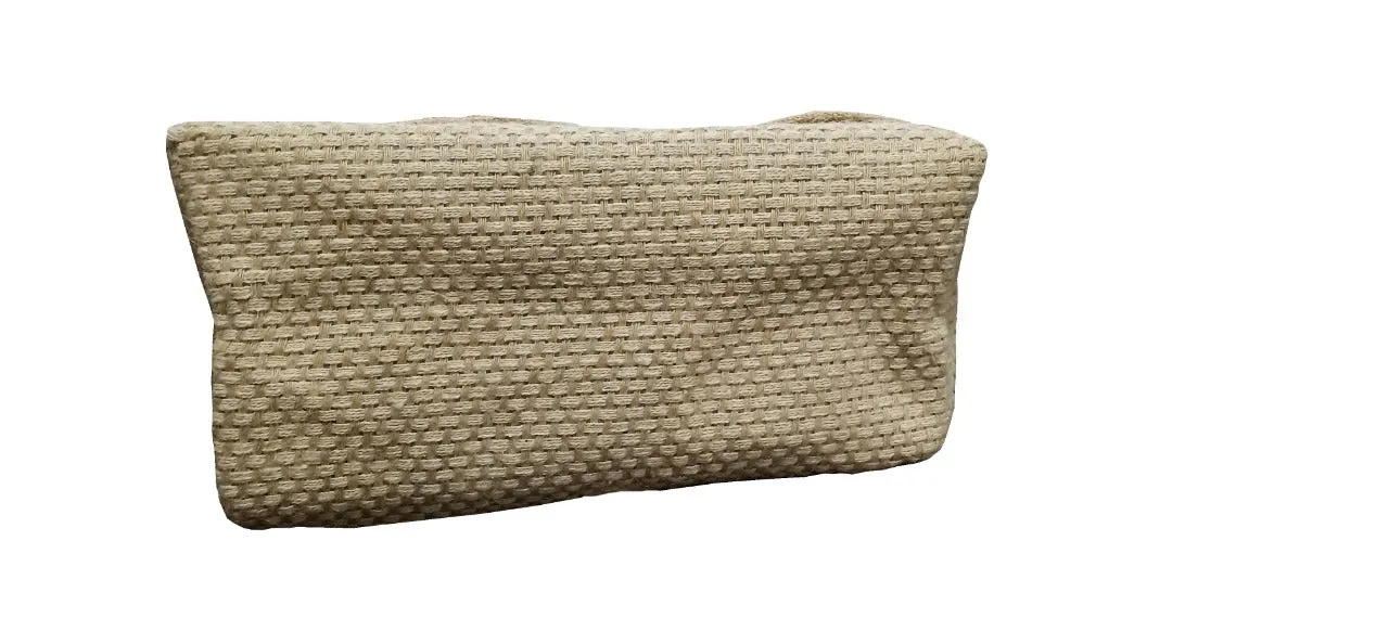 Handmakers Eco friendly Jute women sling bag with check print with grey cloth cotton