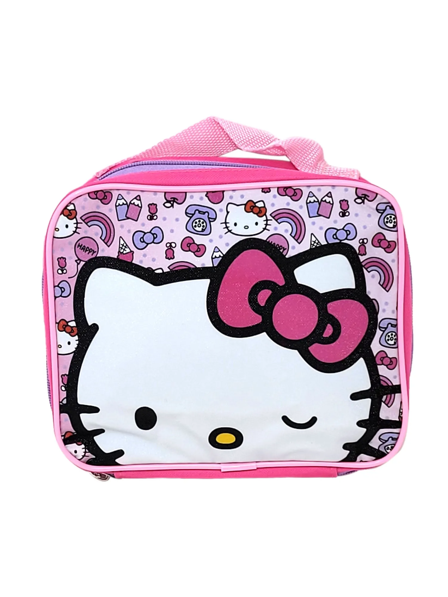 Hello Kitty 16" Backpack Rainbows w/ Detachable Insulated Lunch Bag set