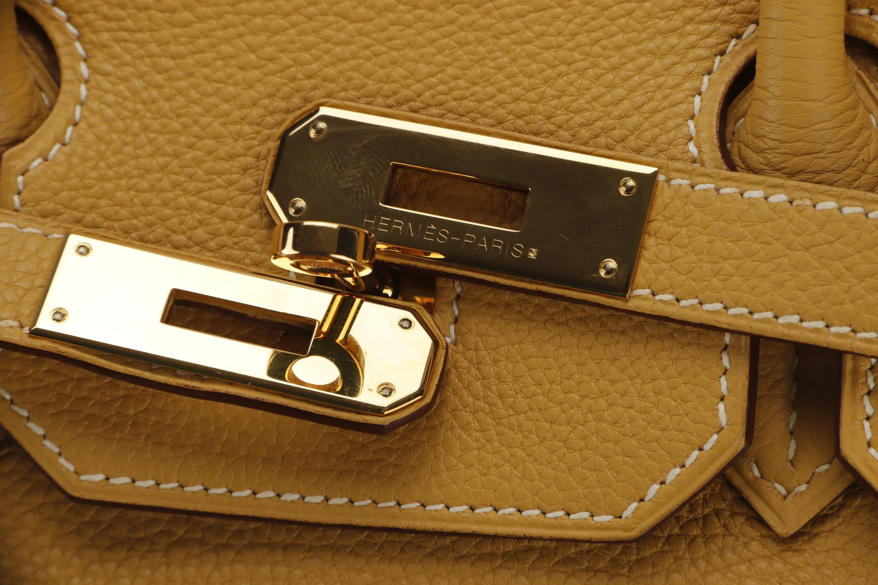 HERMES BIRKIN 35 (STAMP L) MOUTARDE CLEMENCE LEATHER GOLD HARDWARE, WITH KEYS, LOCK, RAINCOAT & DUST COVER