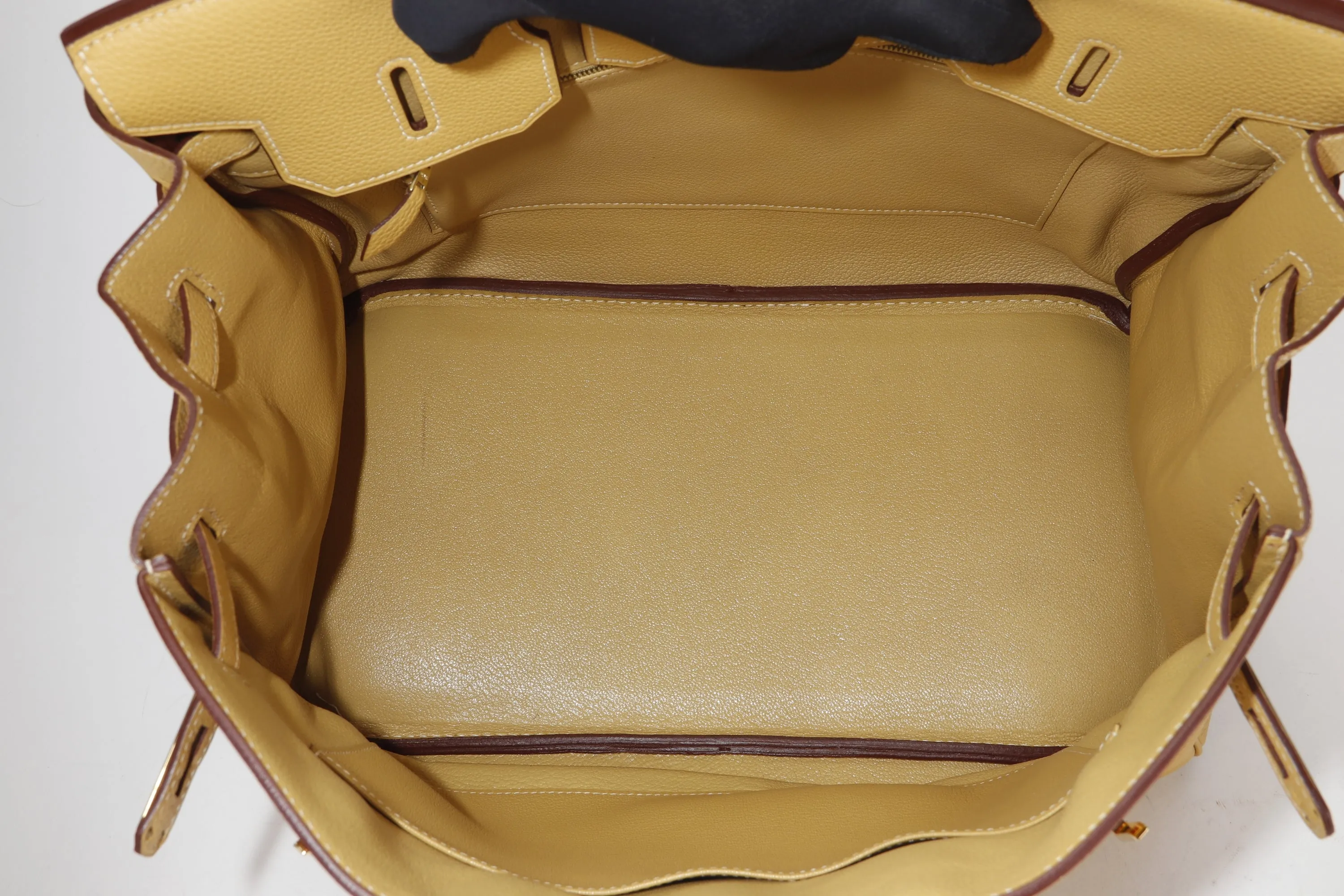 HERMES BIRKIN 35 (STAMP L) MOUTARDE CLEMENCE LEATHER GOLD HARDWARE, WITH KEYS, LOCK, RAINCOAT & DUST COVER