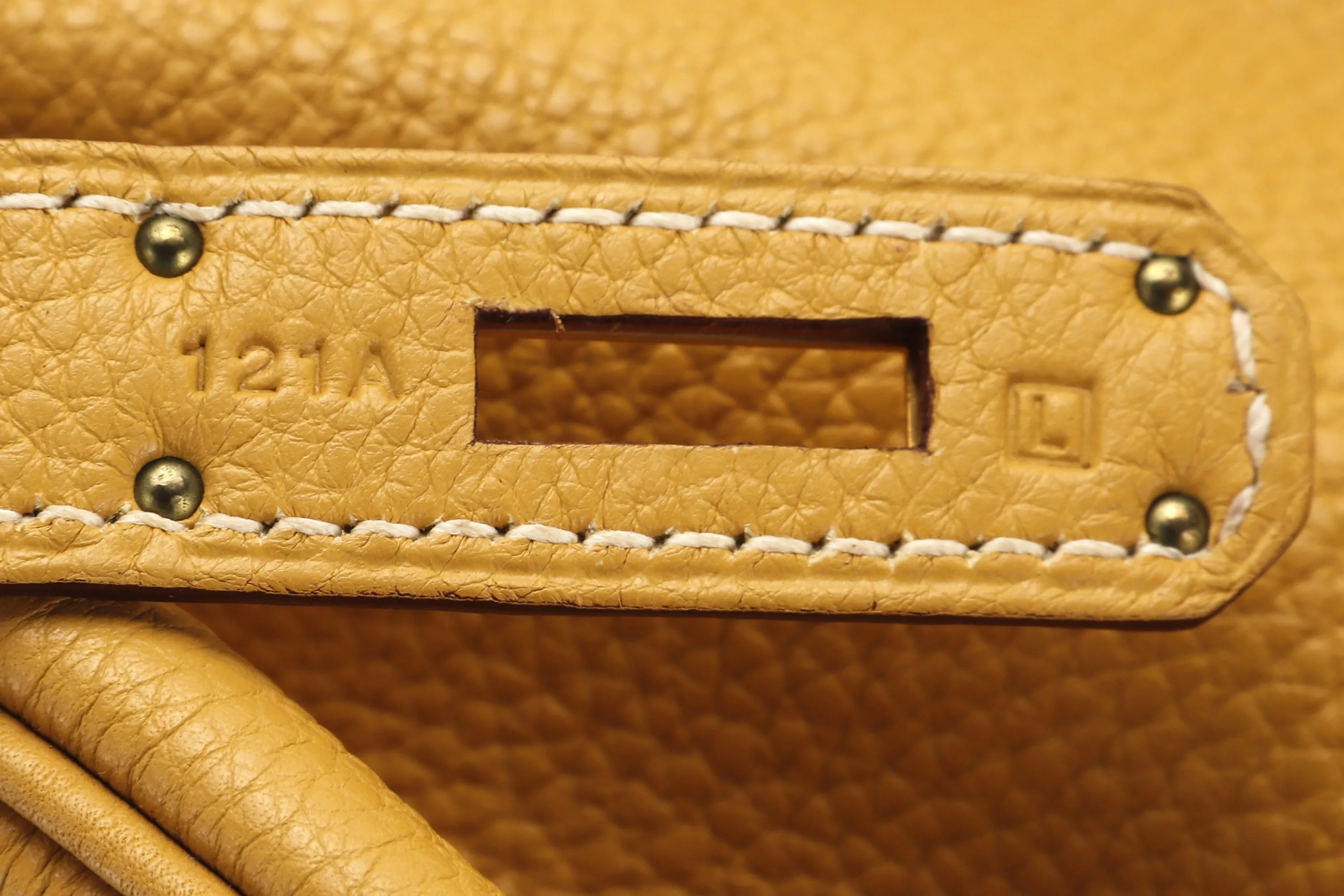 HERMES BIRKIN 35 (STAMP L) MOUTARDE CLEMENCE LEATHER GOLD HARDWARE, WITH KEYS, LOCK, RAINCOAT & DUST COVER