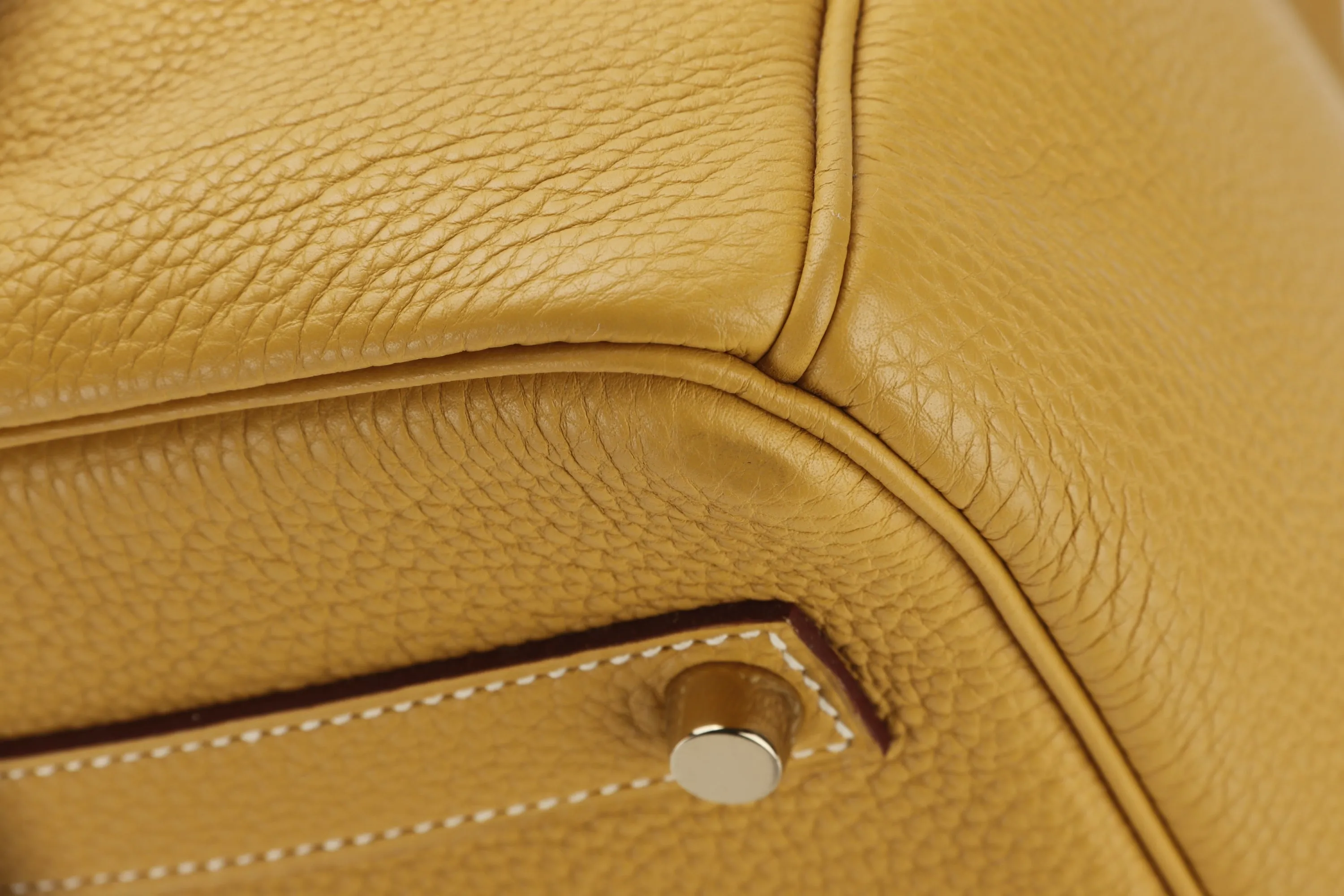 HERMES BIRKIN 35 (STAMP L) MOUTARDE CLEMENCE LEATHER GOLD HARDWARE, WITH KEYS, LOCK, RAINCOAT & DUST COVER